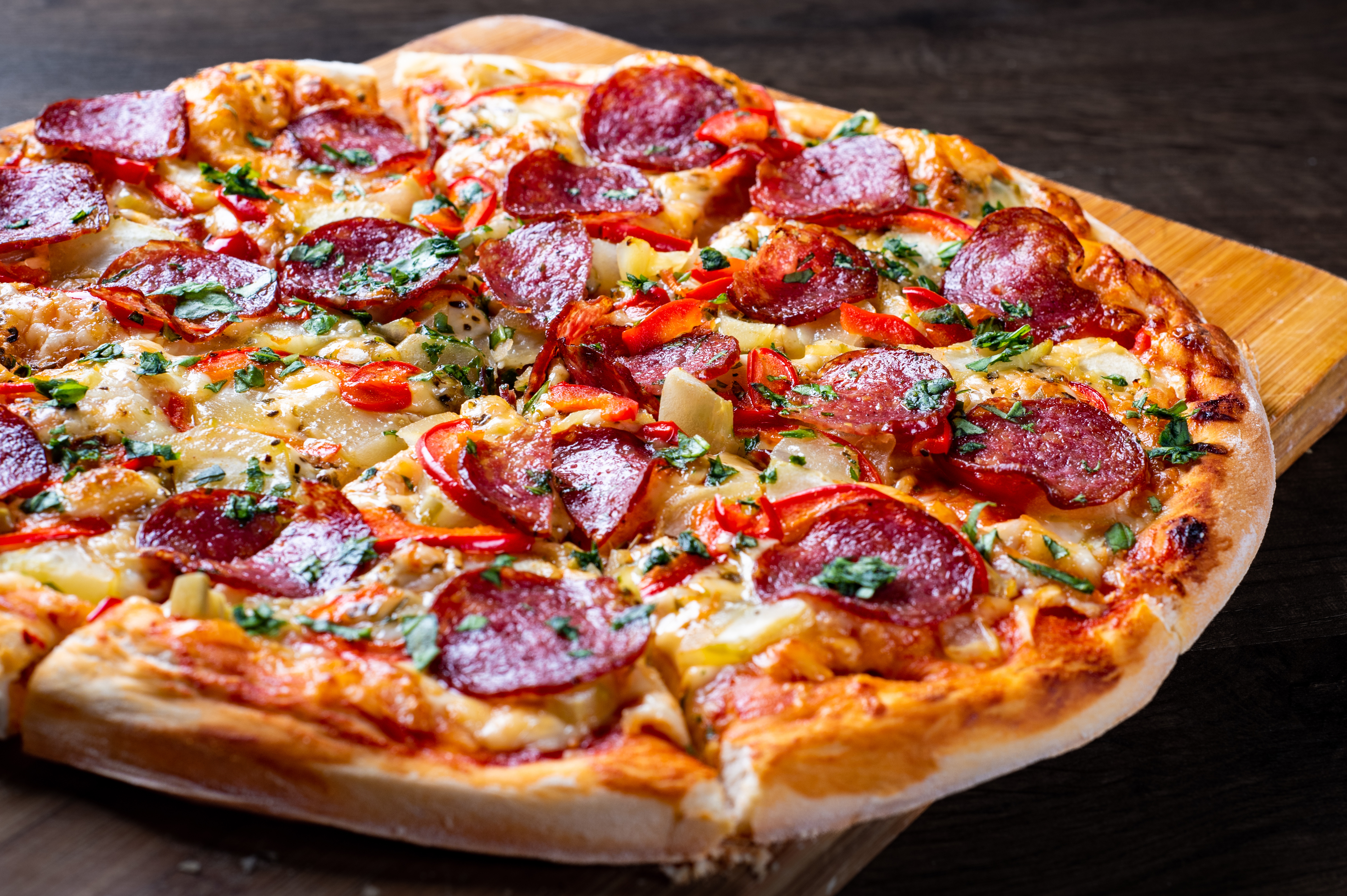 Hand-tossed pizza at Pizza Haven, New Haven CT